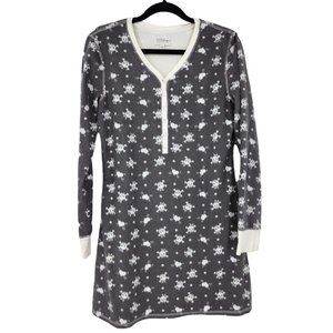 PJ Salvage Skull Heart Print Fleece Pajamas Night Dress Sz L